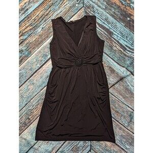 En focus Studio Size 8 Black Sleeveless Sheath Dress w beaded embellishment